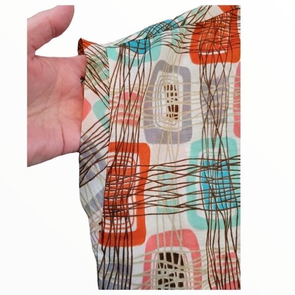 CHLOE K SHEER CAP SLEEVE DOLMAN ABSTRACT PRINT BLOUSE SZ. XL - Picture 2 of 3